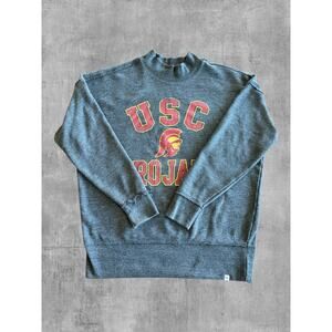 USC Trojans '47 Brand Sweatshirt Womens Medium Grey Mock Neck Raw Hem Pullover
